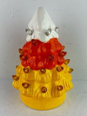 Mr. Halloween Mini Candy Corn Ceramic Lighted Tree